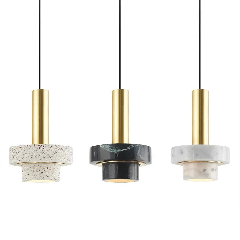Suspension design marbre et métal doré moderne luxe