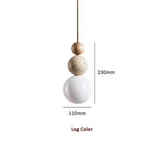 Suspension moderne travertin et bois design naturel