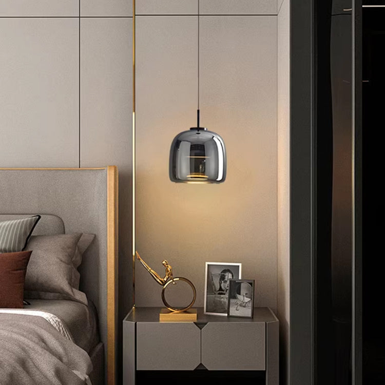 Suspension design verre noir effet miroir moderne