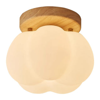 Plafonnier japonais design bois et verre dépoli