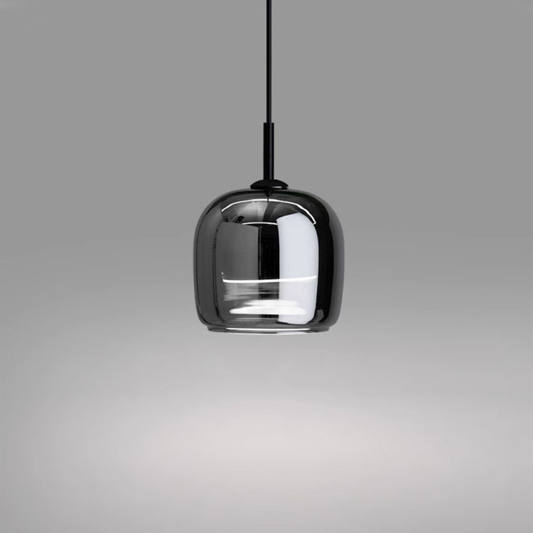 Suspension design verre noir effet miroir moderne