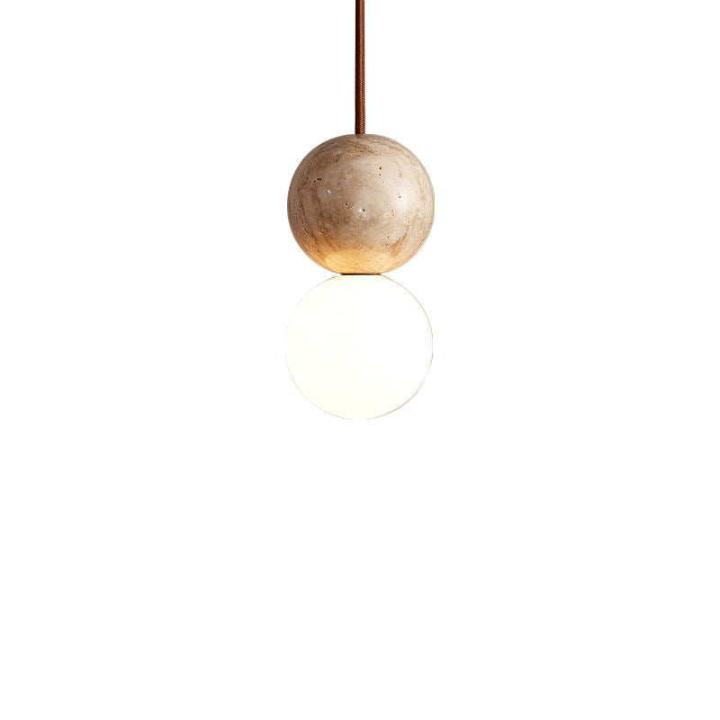 Suspension design céramique wabi-sabi et verre blanc