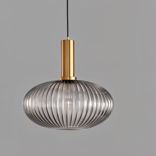 Suspension design verre cannelé et métal doré