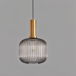 Suspension design verre cannelé et métal doré