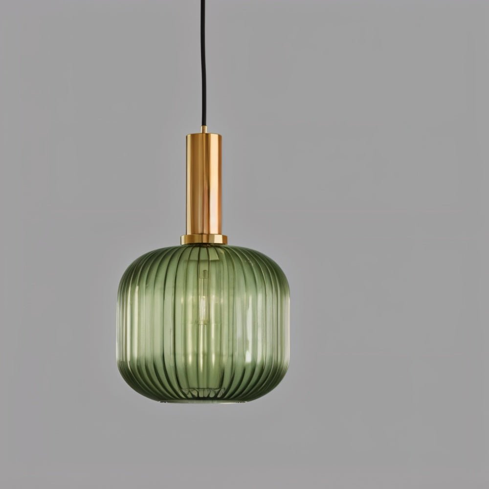 Suspension design verre cannelé et métal doré