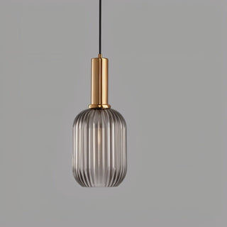 Suspension design verre cannelé et métal doré