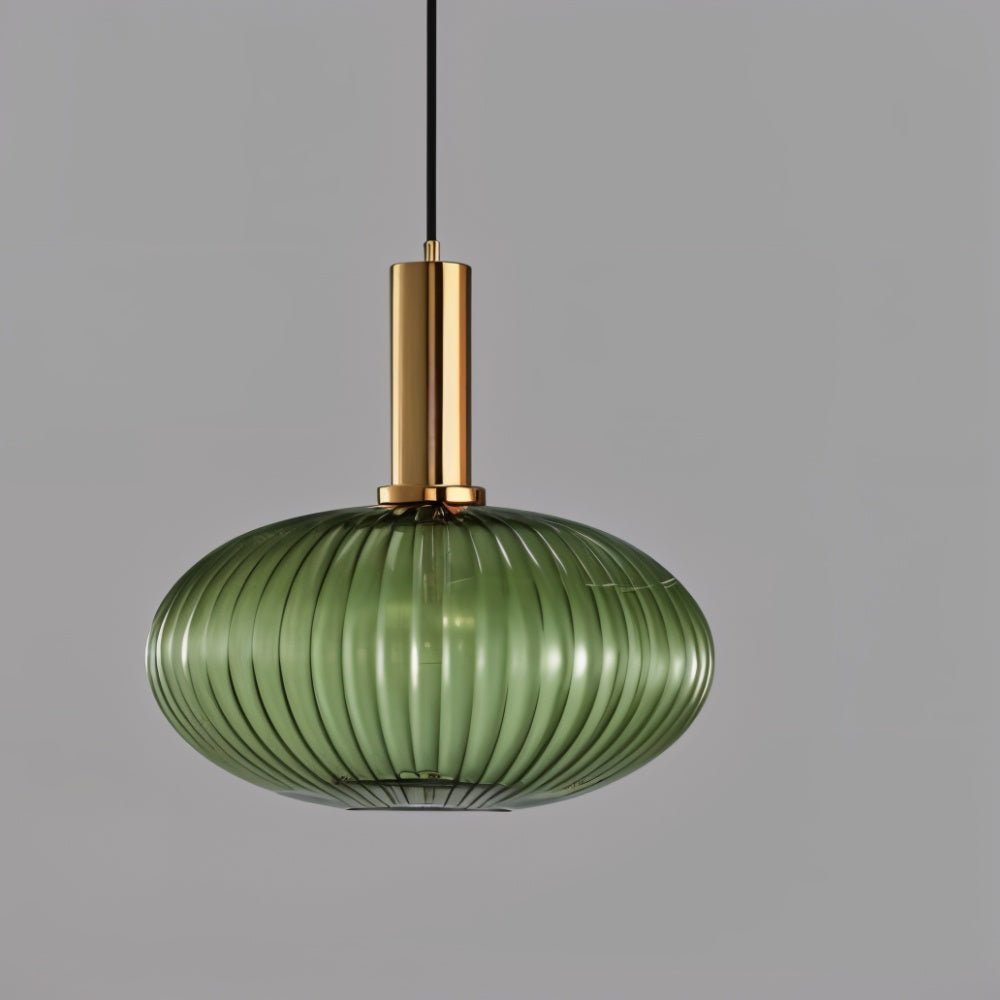 Suspension design verre cannelé et métal doré