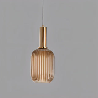 Suspension design verre cannelé et métal doré