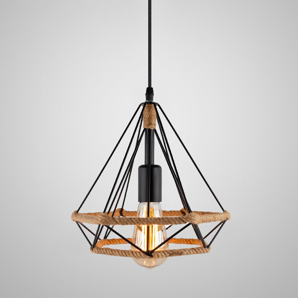 Suspension Industrielle Cage avec Corde