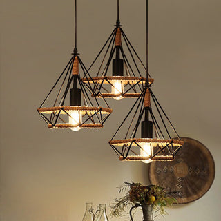 Suspension Industrielle Cage avec Corde