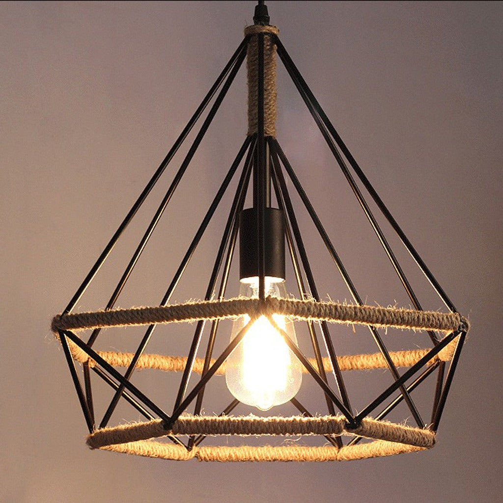 Suspension Industrielle Cage avec Corde