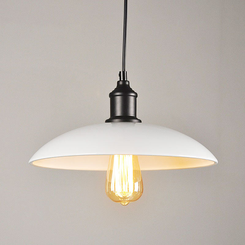 Suspension industrielle vintage en métal noir ou blanc style loft