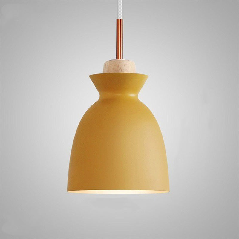 Suspension scandinave design industrielle bois et métal coloré