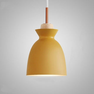 Suspension scandinave design industrielle bois et métal coloré