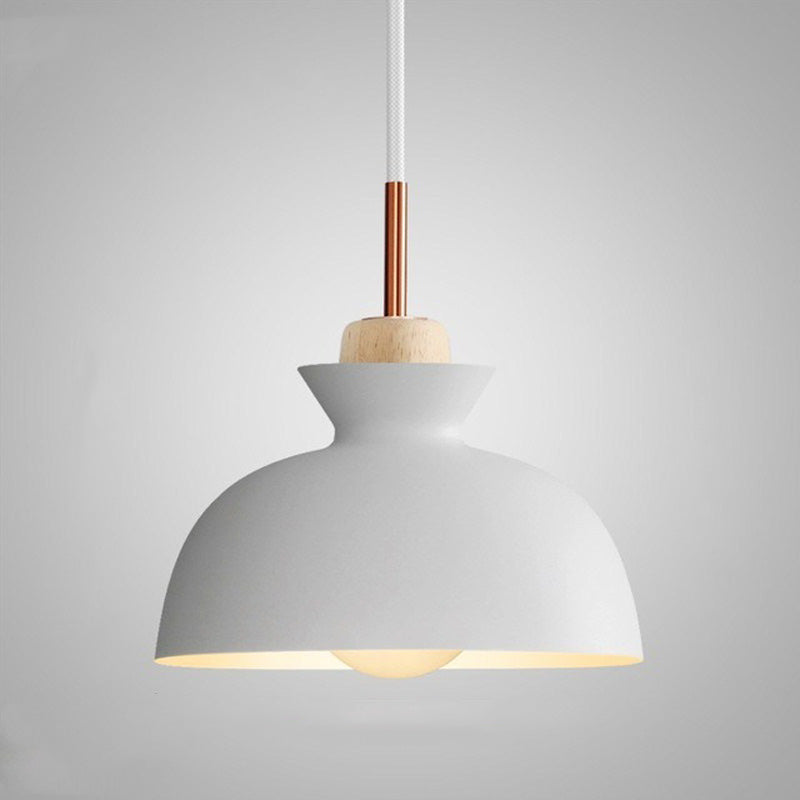 Suspension scandinave design industrielle bois et métal coloré