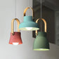 Suspension scandinave lanterne bois et métal coloré