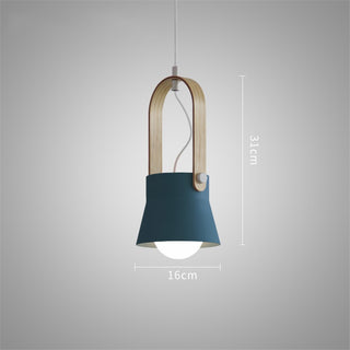 Suspension scandinave lanterne bois et métal coloré