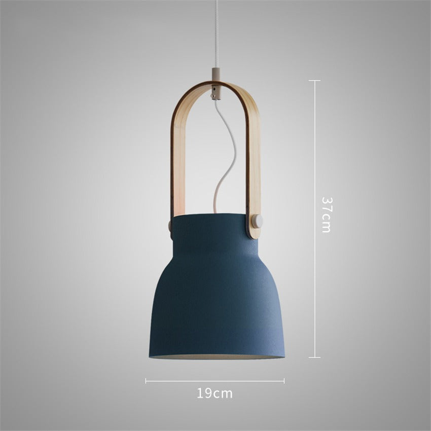 Suspension scandinave lanterne bois et métal coloré