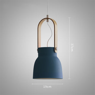 Suspension scandinave lanterne bois et métal coloré