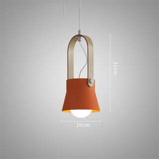 Suspension scandinave lanterne bois et métal coloré