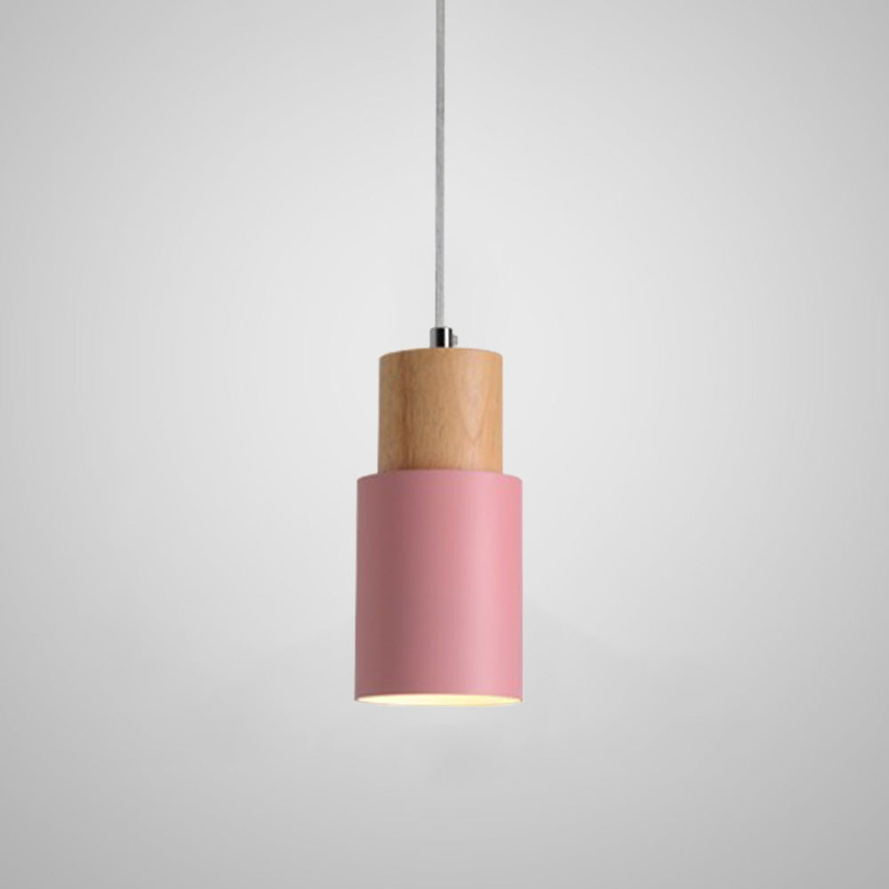 Suspension scandinave minimaliste en bois massif et colorée