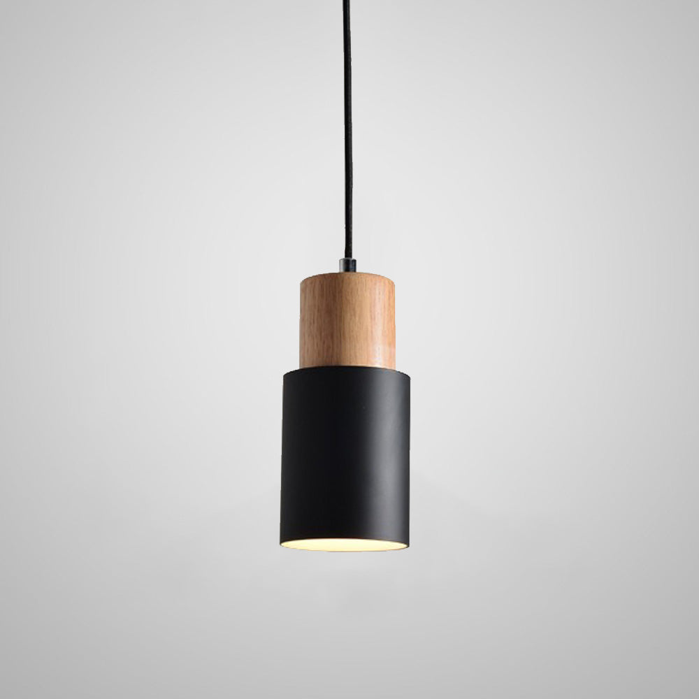 Suspension scandinave minimaliste en bois massif et colorée