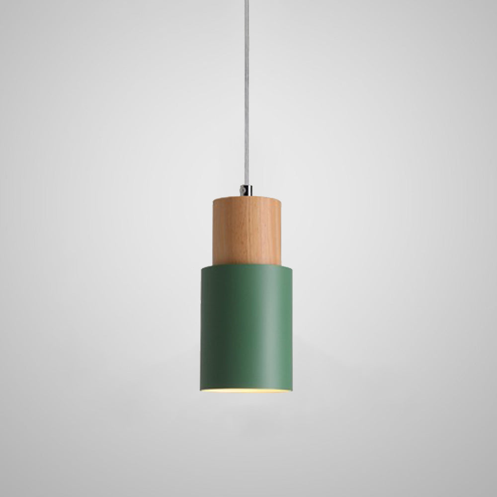 Suspension scandinave minimaliste en bois massif et colorée