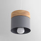 Suspension scandinave ronde moderne en bois et métal coloré