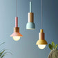 Suspension scandinave style vintage en bois et métal coloré