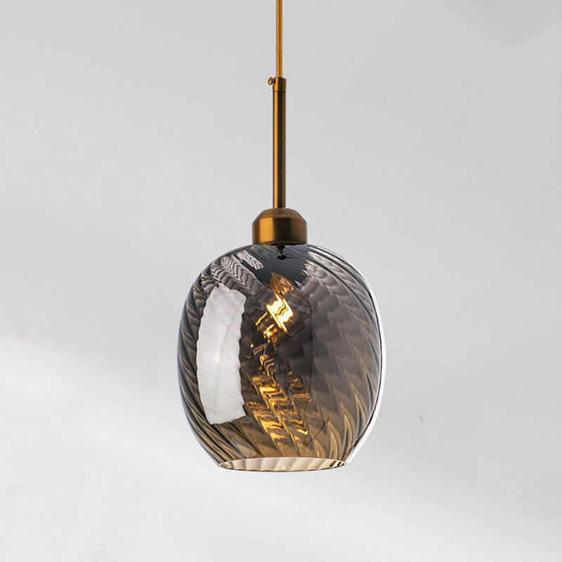 Suspension vintage boule en verre design gaufré