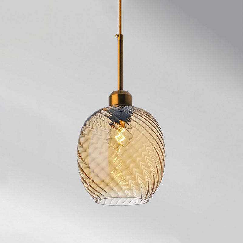 Suspension vintage boule en verre design gaufré