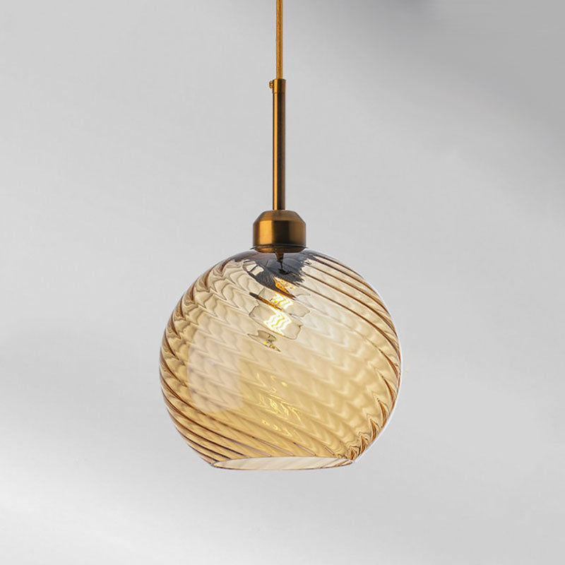 Suspension vintage boule en verre design gaufré