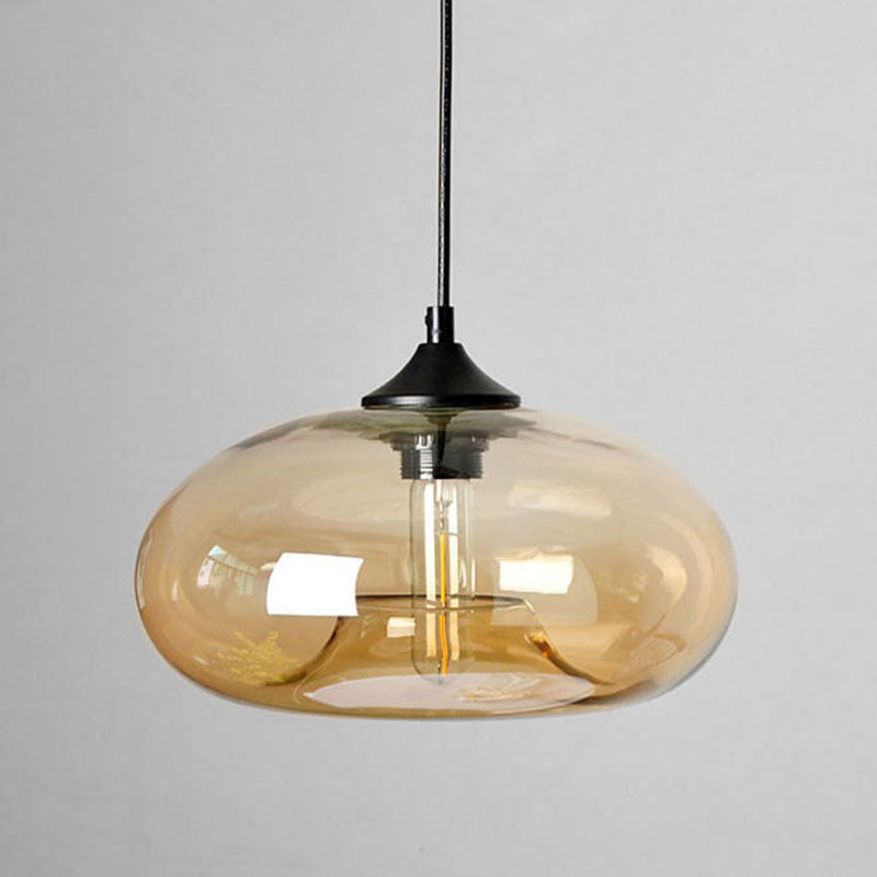 Suspension vintage bulle en verre colorée