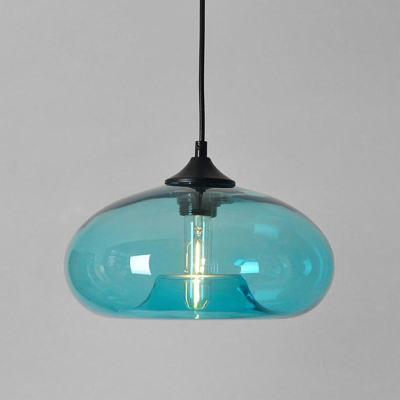 Suspension vintage bulle en verre colorée
