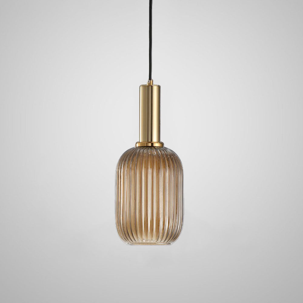 Suspension vintage en verre ambré ou fumé style année 70