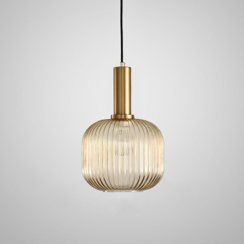 Suspension vintage en verre ambré ou fumé style année 70