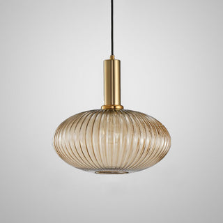 Suspension vintage en verre ambré ou fumé style année 70